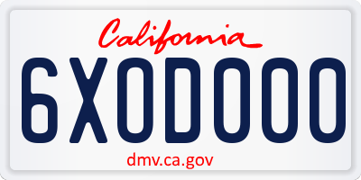 CA license plate 6XOD000