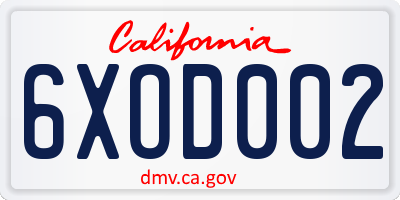 CA license plate 6XOD002