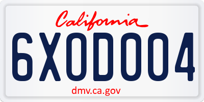 CA license plate 6XOD004