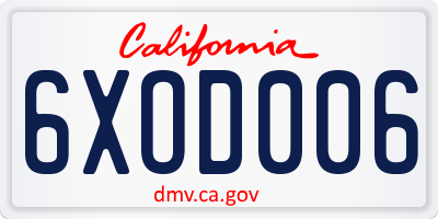 CA license plate 6XOD006