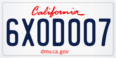 CA license plate 6XOD007