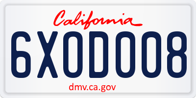 CA license plate 6XOD008