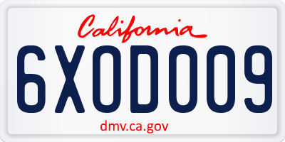 CA license plate 6XOD009