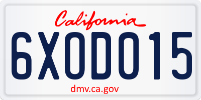 CA license plate 6XOD015