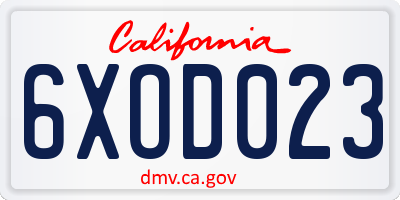 CA license plate 6XOD023