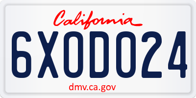 CA license plate 6XOD024