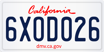 CA license plate 6XOD026