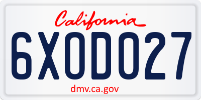 CA license plate 6XOD027
