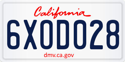 CA license plate 6XOD028