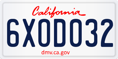 CA license plate 6XOD032