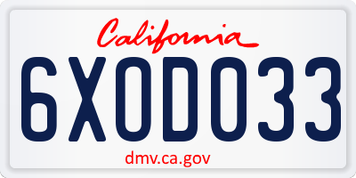 CA license plate 6XOD033