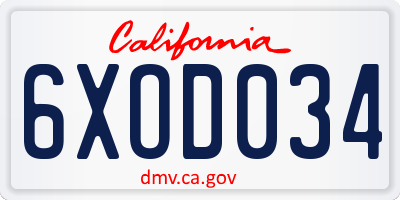 CA license plate 6XOD034
