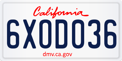 CA license plate 6XOD036