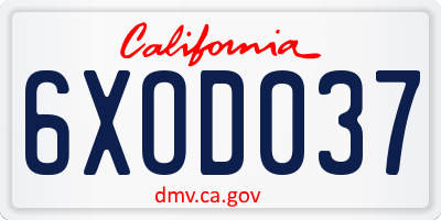 CA license plate 6XOD037