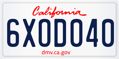 CA license plate 6XOD040