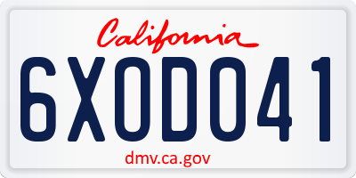 CA license plate 6XOD041