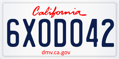 CA license plate 6XOD042