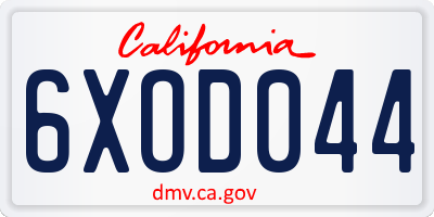 CA license plate 6XOD044