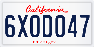 CA license plate 6XOD047
