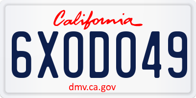 CA license plate 6XOD049