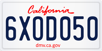 CA license plate 6XOD050