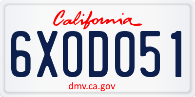 CA license plate 6XOD051
