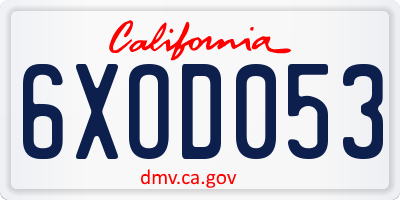 CA license plate 6XOD053