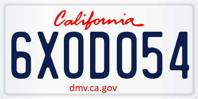 CA license plate 6XOD054