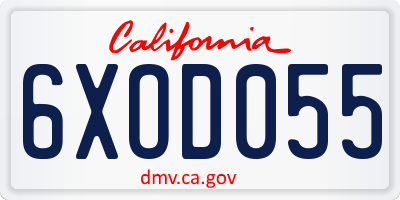 CA license plate 6XOD055
