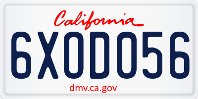 CA license plate 6XOD056