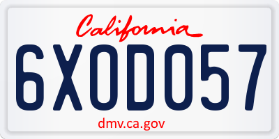 CA license plate 6XOD057