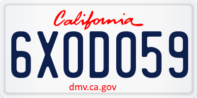 CA license plate 6XOD059