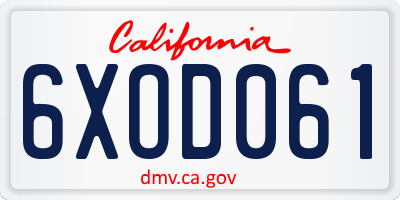 CA license plate 6XOD061
