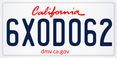 CA license plate 6XOD062