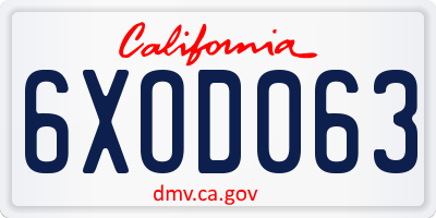 CA license plate 6XOD063