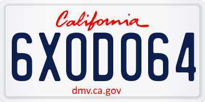 CA license plate 6XOD064