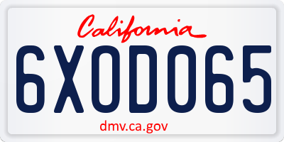 CA license plate 6XOD065