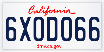 CA license plate 6XOD066