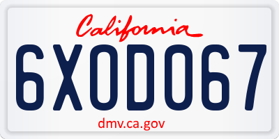 CA license plate 6XOD067