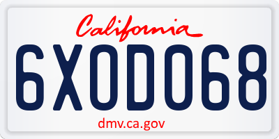 CA license plate 6XOD068