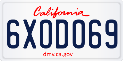 CA license plate 6XOD069