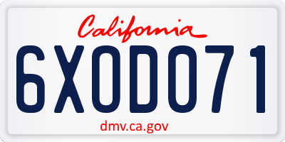CA license plate 6XOD071