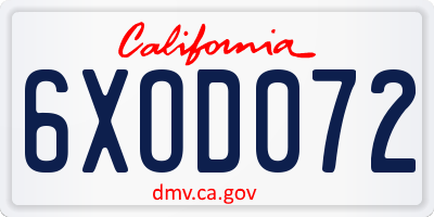 CA license plate 6XOD072