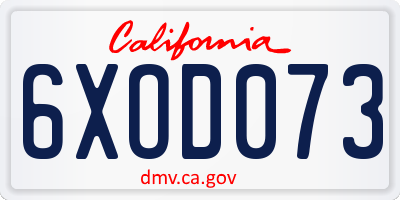 CA license plate 6XOD073
