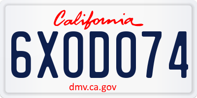 CA license plate 6XOD074