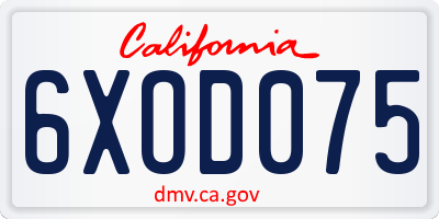 CA license plate 6XOD075