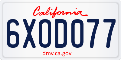 CA license plate 6XOD077