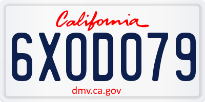 CA license plate 6XOD079