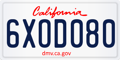 CA license plate 6XOD080