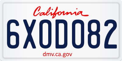 CA license plate 6XOD082